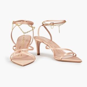 Oscar De La Renta Woman Chain-Trimmed Satin Sandals